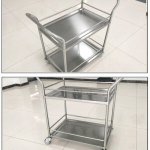 xe đẩy thức ăn inox 2 tầng 700x500x850mm dùng để vận chuyển thức ăn trong nhà àng