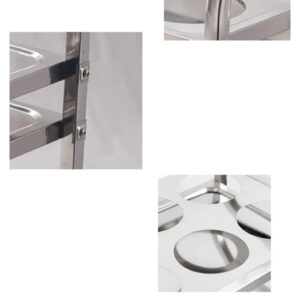 xe đẩy thức ăn inox 2 tầng 850x450x890mm với các phụ kiện đi kèm