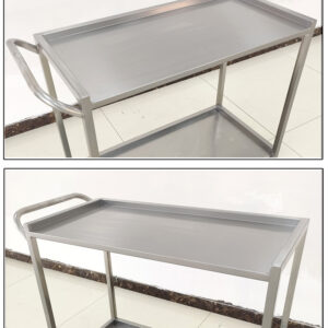 xe đẩy thức ăn inox 2 tầng 920x460x900mm với mặt sàn làm từ tấm inox 304