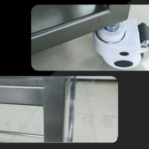 xe đẩy thức ăn inox 2 tầng 960x710x800mm với khung làm bằng inox hộp