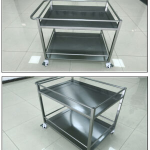 xe đẩy thức ăn inox 2 tầng 960x710x800mm với mặt sàn làm từ tấm inox 304