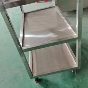 xe đẩy thức ăn inox 3 tầng 850x500x900mm khung xe làm từ ống inox tròn