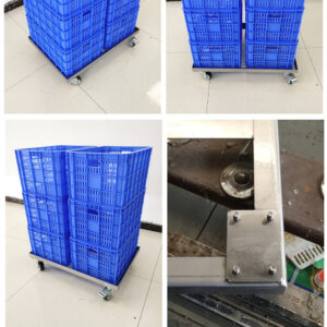 xe rùa inox 1 tầng 600x430x145mm dùng để đặt giỏ đồ lên để vận chuyển