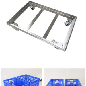 xe rùa inox 1 tầng 600x430x145mm với 4 bánh xe di chuyển linh hoạt