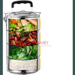 camen inox 2 ngăn 14x17cm Độ bền cao, không gỉ sét, cà men được bo tròn các góc tạo thẩm mỹ và an toàn