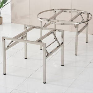 chân bàn inox tròn 100x73cm Thiết kế với các thanh nan uốn cong nghệ thuật