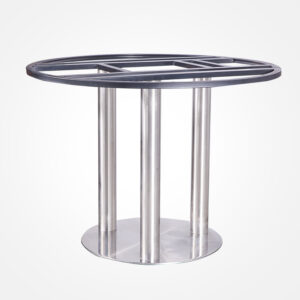 chân bàn inox tròn 3 trụ Khung bằng inox 304 được gia cố thêm các thanh tăng cứng.