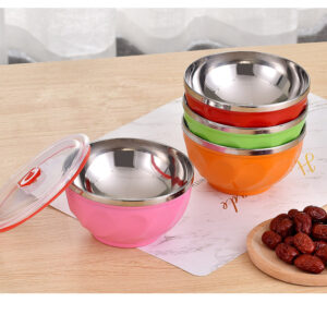 chén inox 304 2 lớp chén inox cách nhiệt này chống nóng dùng để đựng cơm, canh cho trẻ em, gia đình, trường mầm non