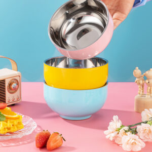 chén inox cách nhiệt 13x6.6cm đa dạng màu sắc và hình ảnh cho bé lựa chọn