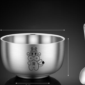 chén inox cho bé 13x6.5cm chén inox cách nhiệt này chống nóng dùng để đựng cơm, canh cho trẻ em, gia đình, trường mầm non