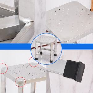 ghế đẩu inox vuông 29x29x33cm 4 Chân ghế được bọc lớp cao su chống trượt