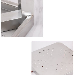 ghế đẩu inox vuông 29x29x33cm Sử dụng máy chấn CNC giúp các mép gấp an toàn, bền bỉ và đẹp mắt.