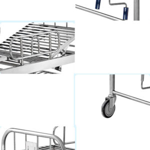 giường inox 2 tay quay 2060x900x530mm chân đế cao su chống trượt