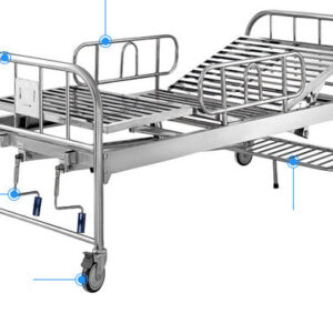 giường inox 2 tay quay 2060x900x530mm khung inox hộp 30 x 60 mm