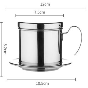 phin pha cafe inox 12x8.2cm 1 nắp, 1 thân phin, 1 nắp gài, 1 đĩa phin lọc