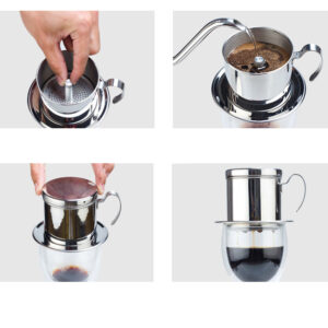phin pha cafe inox 12x8.2cm Dùng để pha các loại cà phê tại nhà, quán cafe và có thể tái sử dụng nhiều lần