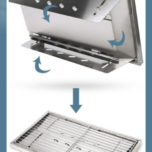thùng nướng than inox 36x22x15cm Các mép gấp chấn dập bằng máy CNC