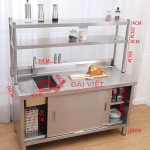 Bồn rửa chén inox 1 ngăn lớn 1450x600x800mm 7