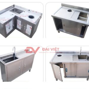 Bồn rửa chén inox 1 ngăn lớn 1450x600x800mm với kiểu dáng đa dạng