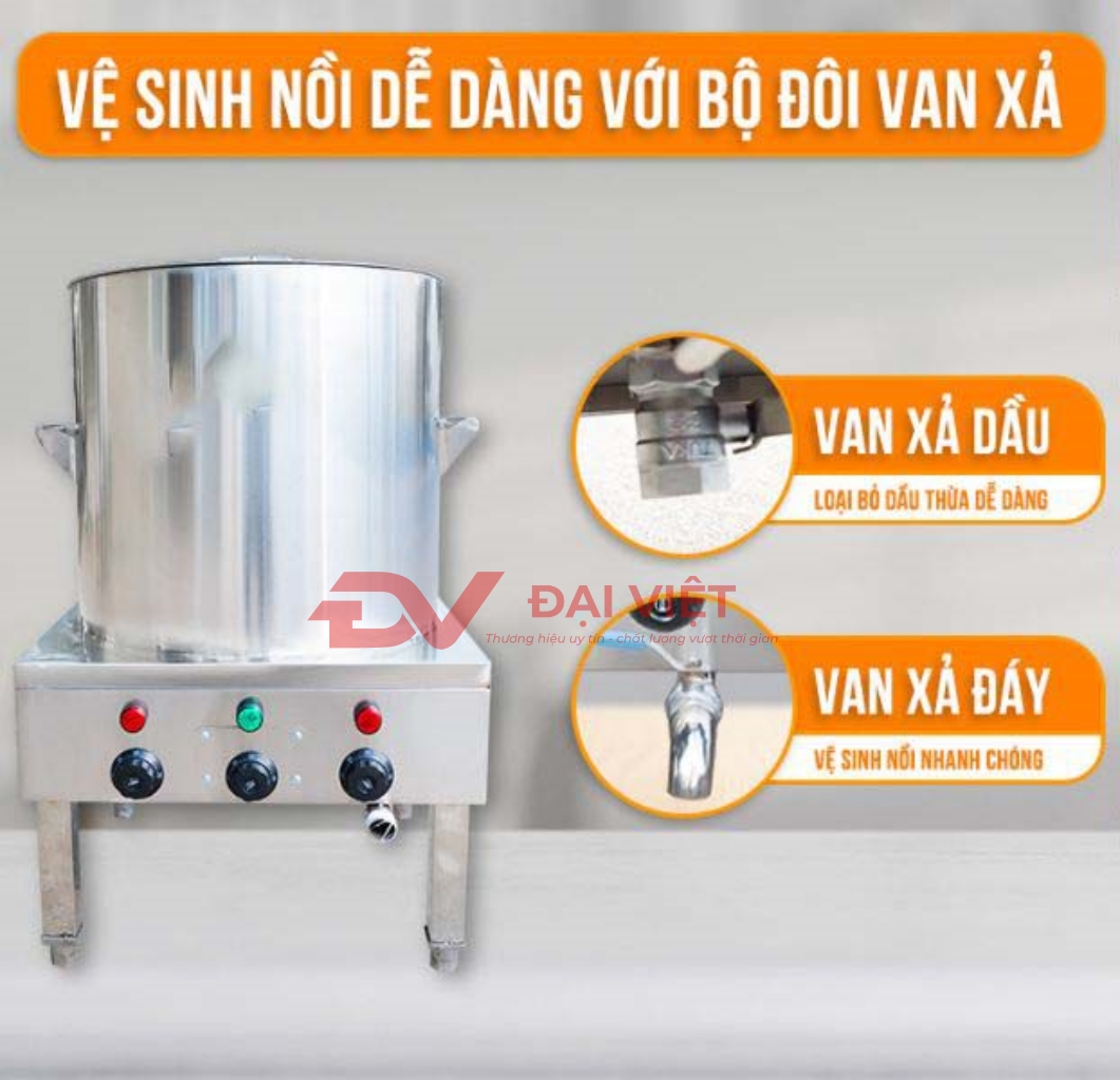 Nồi điện nấu cháo có van xả đáy dể vệ sinh