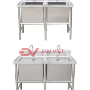 bồn rửa chén công nghiệp 2 vòi 1500x500x800mm với kích thước và kiểu dáng khác nhau