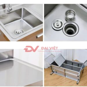 bồn rửa tay inox đơn có khung chân 1000x500x800mm 1