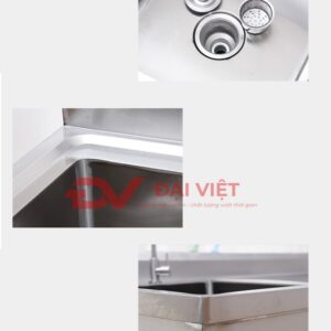 bồn rửa tay inox đơn có khung chân 1000x500x800mm 3