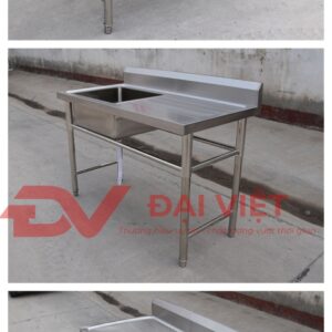 chậu rửa công nghiệp 1 hố có kệ 1000x500x800mm 5