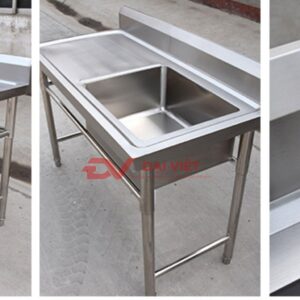 chậu rửa công nghiệp 1 hố có kệ 1000x500x800mm 9