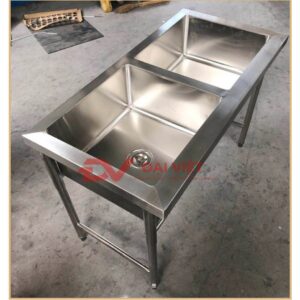 chậu rửa công nghiệp 2 hố 1200x600x800mm 1