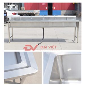 chậu rửa inox công nghiệp 2000x600x800mm 4
