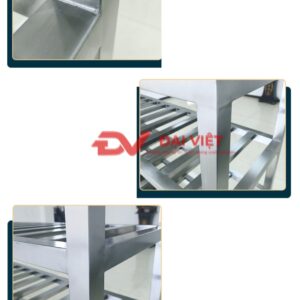 kệ inox 3 tầng mặt phẳng 600x360x1030mm Bề mặt nhẵn bóng, tránh bám bẩn
