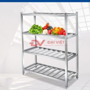 kệ inox 4 tầng 1800x500x1800mm Khung chân inox hộp 30×30 mm