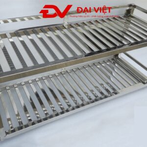 kệ song inox 2 tầng treo tường 1200x300x400mm Thanh nan với các mép gấp được chấn gấp và tạo hình bằng máy CNC