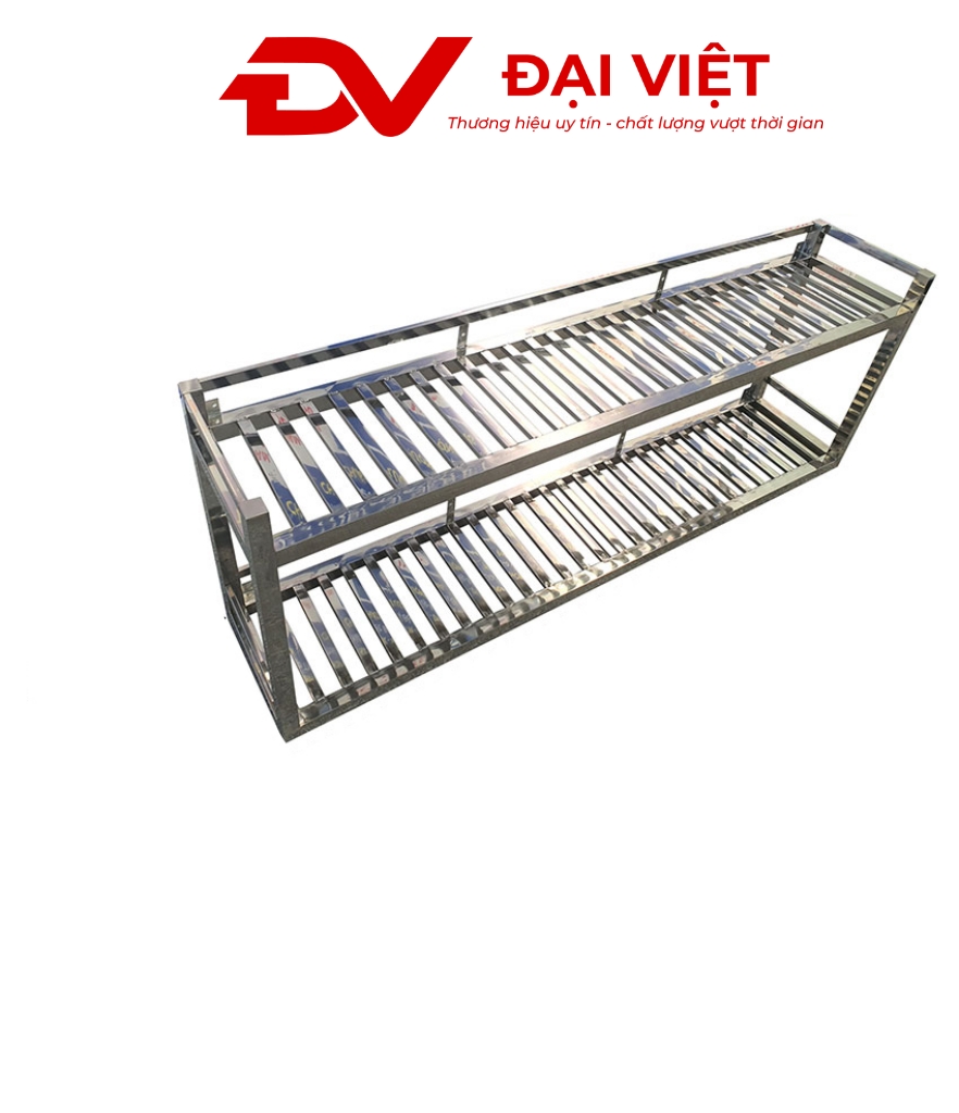 Kệ Song Inox 2 Tầng Treo Tường 1500x300x400mm Tiện Lợi