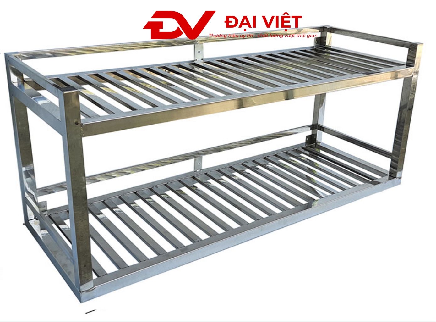 Kệ Song Inox 2 Tầng Treo Tường 1500x300x400mm Tiện Lợi