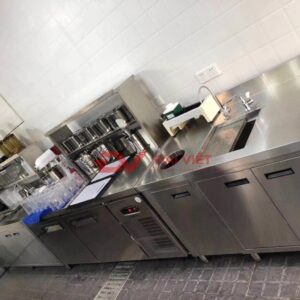 quầy pha chế cafe inox 1800x800x800mm được làm hoàn toàn từ inox 304