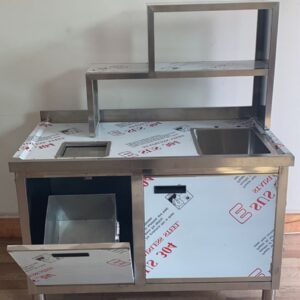 quầy pha chế trà sữa inox 1200x700x800mm được thiết kế với 2 hộc tủ