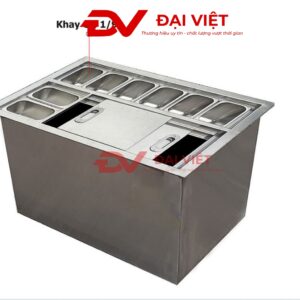 thùng đá inox âm bàn 500x400x300mm được thiết kế âm bàn với các khay topping