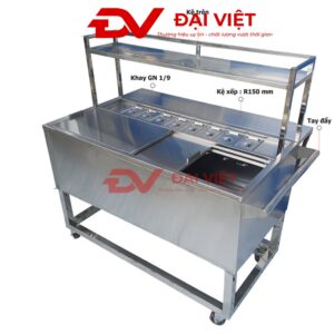 thùng đá inox âm bàn 500x400x300mm được thiết kế với kệ và khung chân