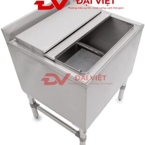 thùng đá inox âm bàn 500x400x300mm được thiết kế với khung chân có bánh xe