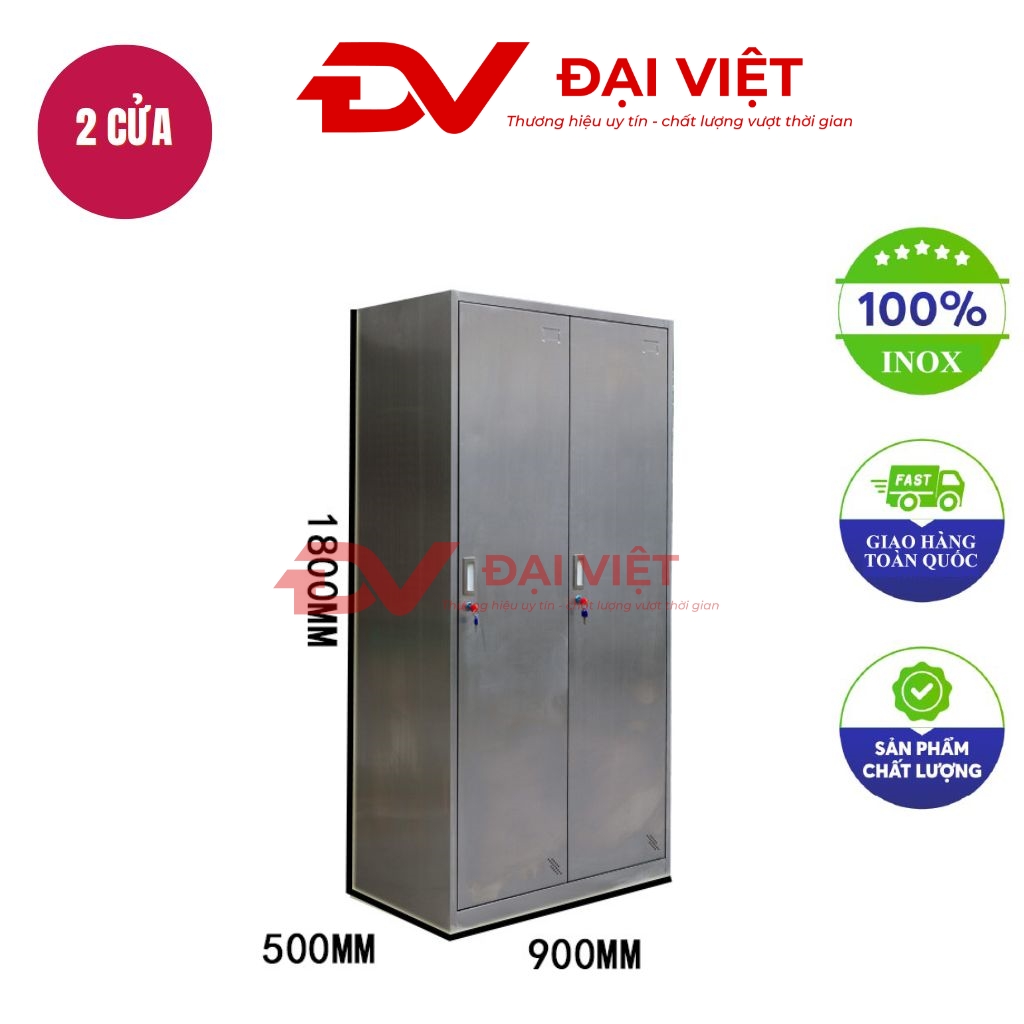 tủ hồ sơ inox 2 cửa inox 900x500x1800mm