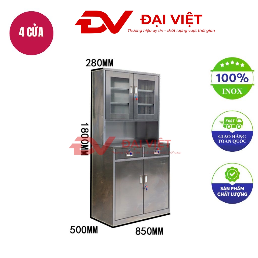 tủ hồ sơ inox 4 cửa 850x500x1800mm