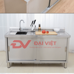 tủ inox tích hợp bồn rửa 1000x500x800mm 3