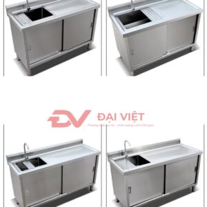 tủ inox tích hợp bồn rửa 1000x600x800mm 1
