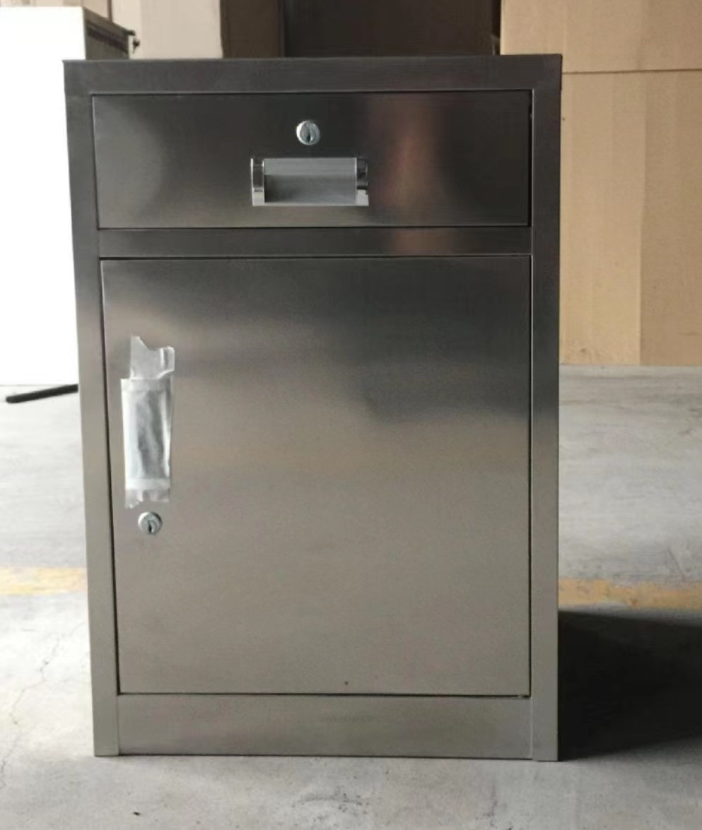 tủ thuốc đầu giường 1 cửa 1 ngăn kéo 440x400x750mm với Chất Liệu Inox 304 dày 1mm