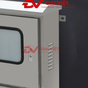 vỏ tủ điện điều khiển inox ngoài trời 500x750x180mm với lớp meca trang bị trên của tủ