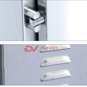 vỏ tủ điện inox ngoài trời 1 lớp cửa 400x300x200mm với lam thoát khí được dập bên cạnh tủ