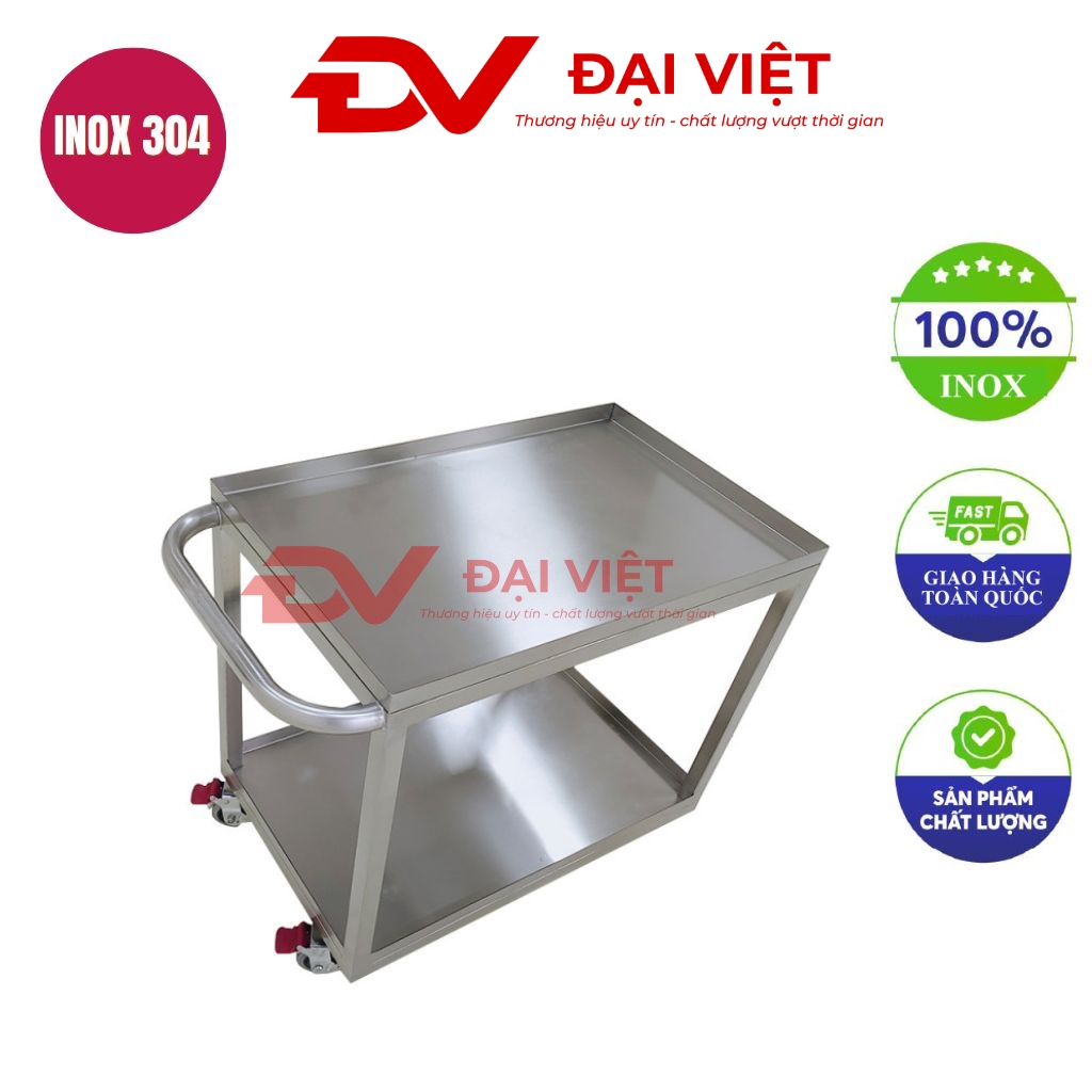 xe đẩy 2 tầng inox 850x500x850mm