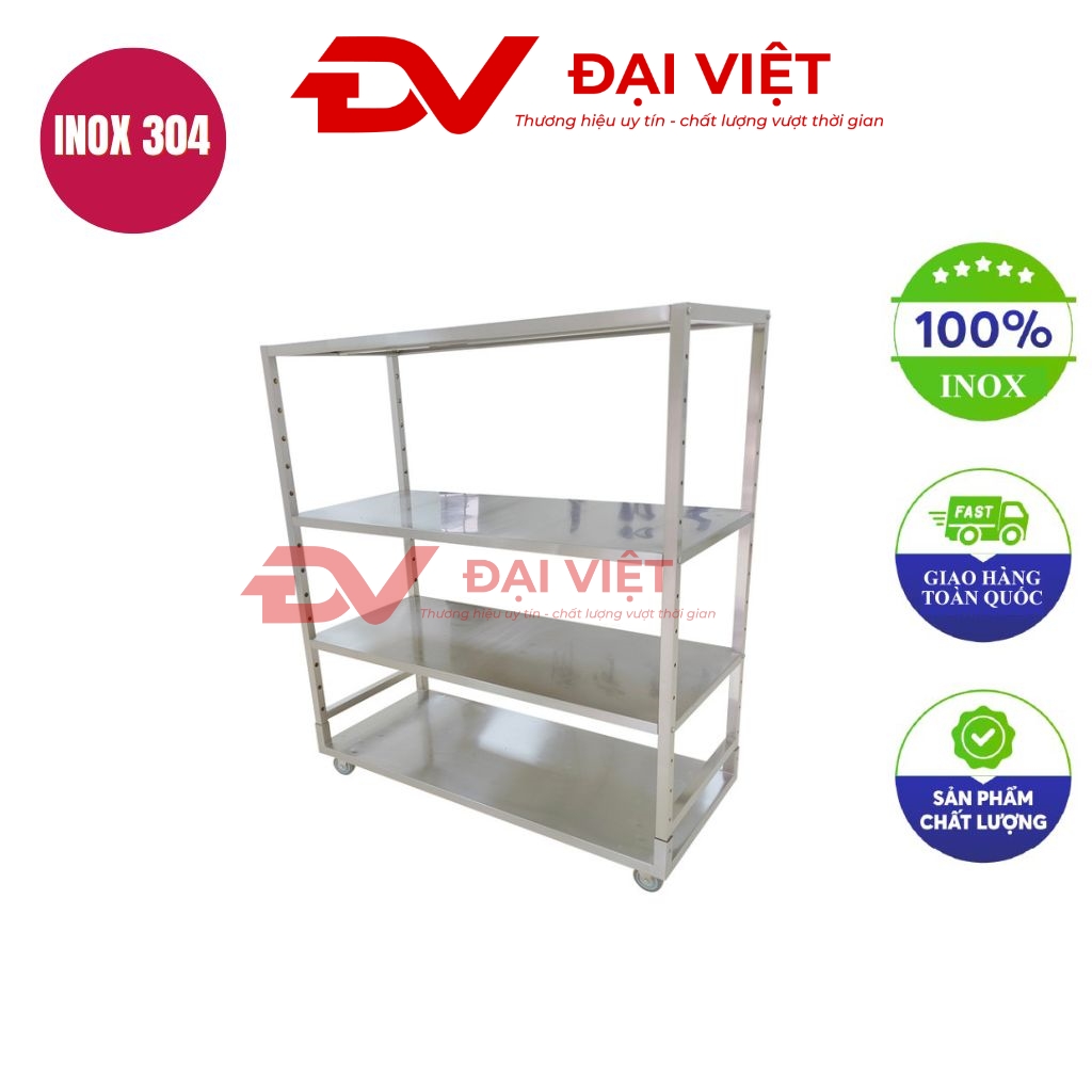 xe đẩy 4 tầng inox 1000x450x200mm